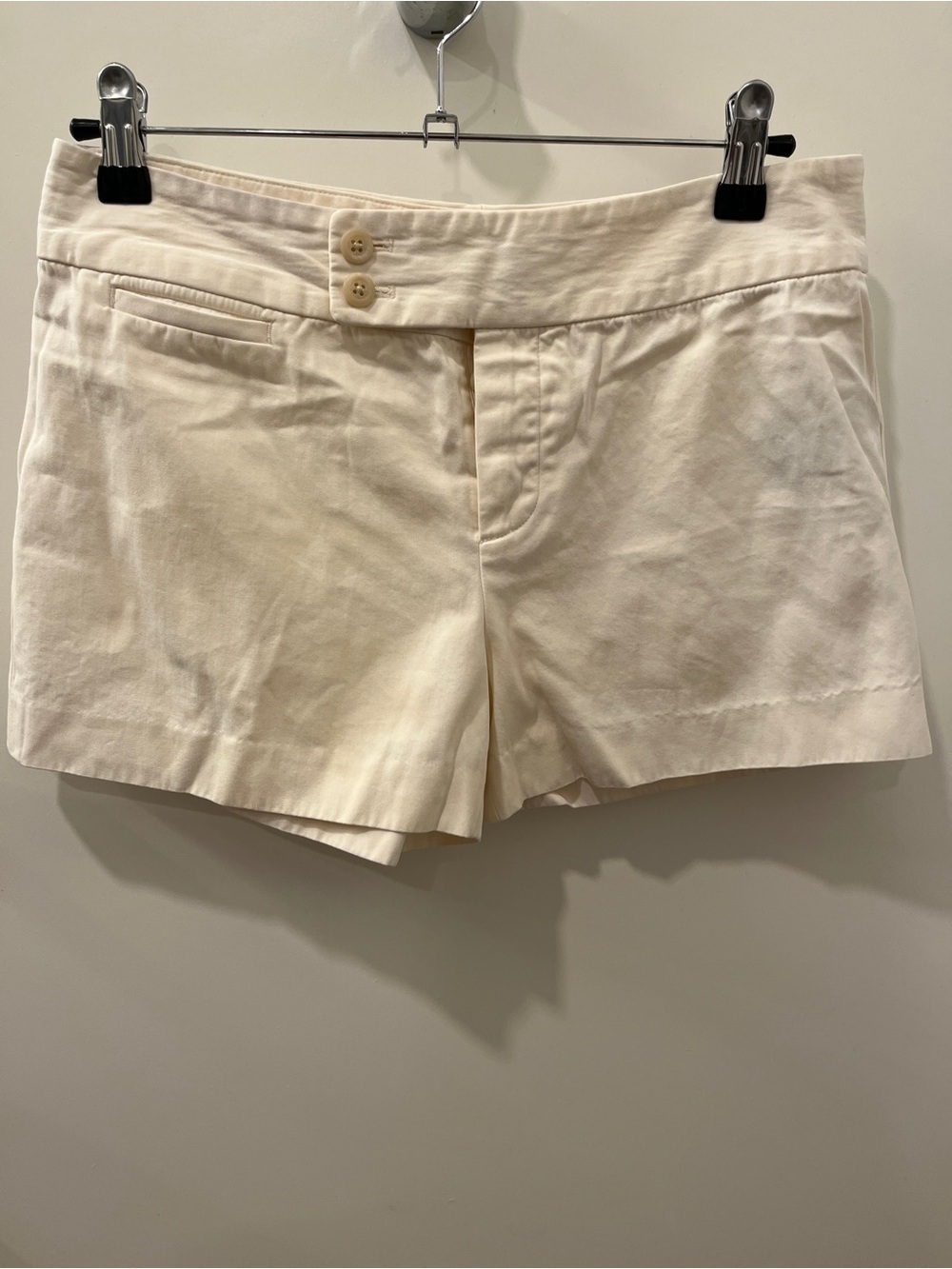 Ralph Lauren Size:4 Classic Cream Women's Tailored Shorts 100% Cotton